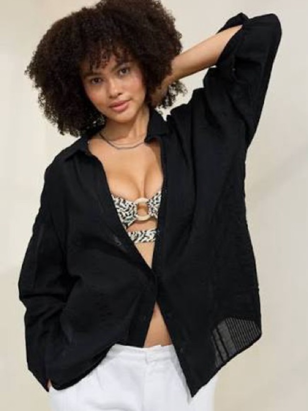 Aerie seersucker coverup shirt